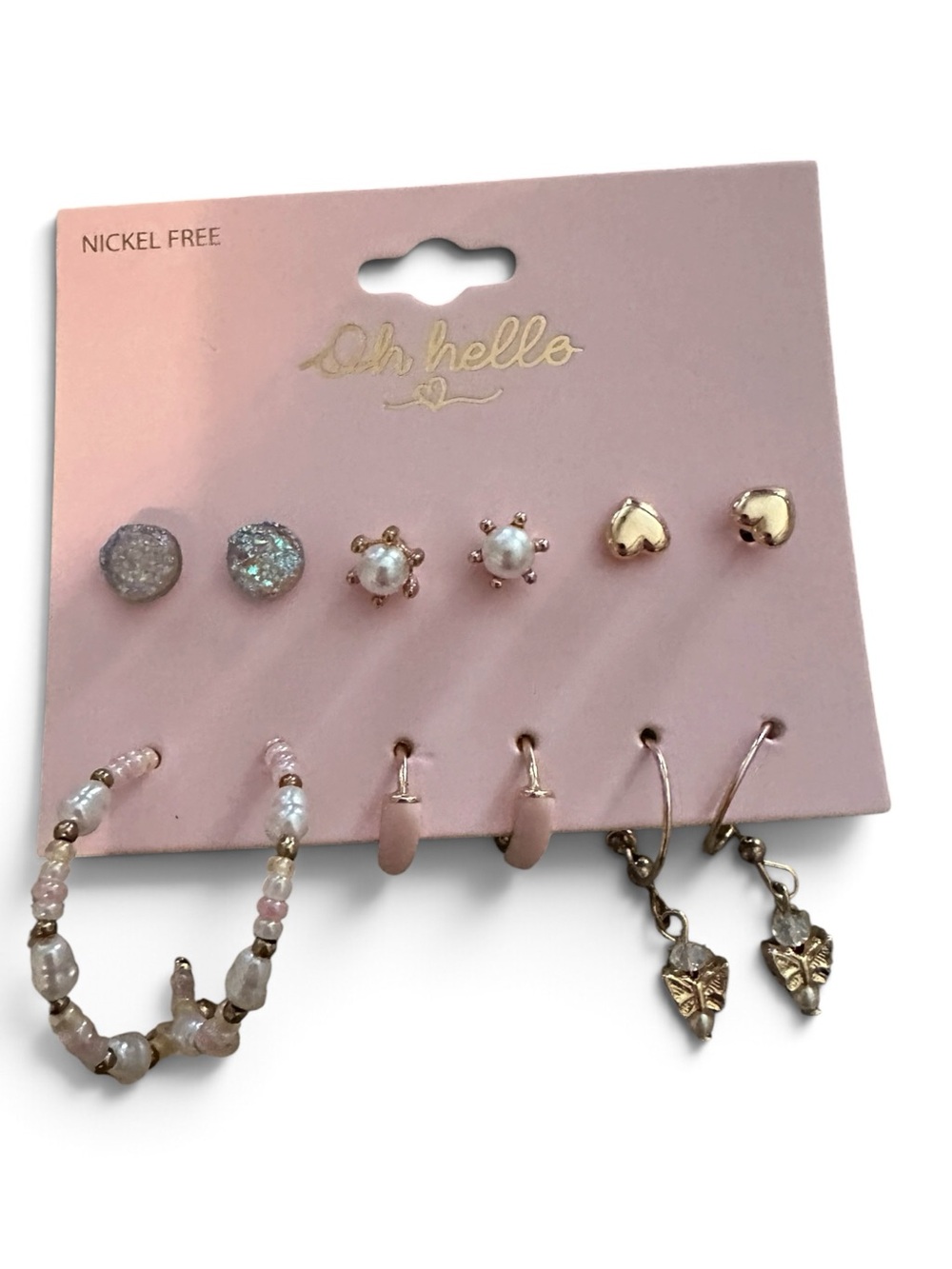 Pink & Gold 6-Pair Earring Set